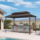 PURPLE LEAF Hardtop Grill Gazebo for Patio Bronze Permanent Metal Roof Outside Sun Shade Outdoor BBQ Canopy - Purple Leaf Garden