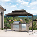 PURPLE LEAF Hardtop Grill Gazebo for Patio Bronze Permanent Metal Roof Outside Sun Shade Outdoor BBQ Canopy - Purple Leaf Garden
