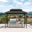PURPLE LEAF Hardtop Grill Gazebo for Patio Bronze Permanent Metal Roof Outside Sun Shade Outdoor BBQ Canopy - Purple Leaf Garden