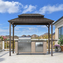 PURPLE LEAF Hardtop Grill Gazebo for Patio Bronze Permanent Metal Roof Outside Sun Shade Outdoor BBQ Canopy - Purple Leaf Garden