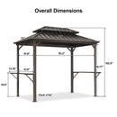 PURPLE LEAF Hardtop Grill Gazebo for Patio Bronze Permanent Metal Roof Outside Sun Shade Outdoor BBQ Canopy - Purple Leaf Garden