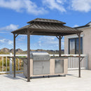 PURPLE LEAF Hardtop Grill Gazebo for Patio Bronze Permanent Metal Roof Outside Sun Shade Outdoor BBQ Canopy - Purple Leaf Garden