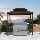 PURPLE LEAF Hardtop Grill Gazebo for Patio Bronze Permanent Metal Roof Outside Sun Shade Outdoor BBQ Canopy - Purple Leaf Garden