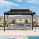 PURPLE LEAF Hardtop Grill Gazebo for Patio Bronze Permanent Metal Roof Outside Sun Shade Outdoor BBQ Canopy - Purple Leaf Garden