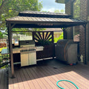 PURPLE LEAF Hardtop Grill Gazebo for Patio Bronze Permanent Metal Roof Outside Sun Shade Outdoor BBQ Canopy - Purple Leaf Garden
