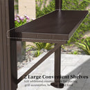 Bronze grill gazebo with side shelves, convenient for BBQ accessories and food