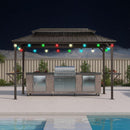 PURPLE LEAF Hardtop Grill Gazebo for Patio Bronze Permanent Metal Roof Outside Sun Shade Outdoor BBQ Canopy with String Lights