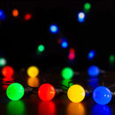 Colorful globe string lights for outdoor BBQ gazebo, patio or garden