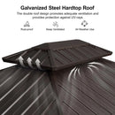 Bronze gazebo hardtop roof with galvanized steel, double-layer design for ventilation and UV protection, rust-proof.