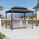 PURPLE LEAF Hardtop Grill Gazebo for Patio Grey Permanent Metal Roof Outside Sun Shade Outdoor BBQ Canopy - Purple Leaf Garden