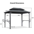 PURPLE LEAF Hardtop Grill Gazebo for Patio Grey Permanent Metal Roof Outside Sun Shade Outdoor BBQ Canopy - Purple Leaf Garden