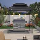 PURPLE LEAF Hardtop Grill Gazebo for Patio Grey Permanent Metal Roof Outside Sun Shade Outdoor BBQ Canopy - Purple Leaf Garden