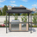 PURPLE LEAF Hardtop Grill Gazebo for Patio Grey Permanent Metal Roof Outside Sun Shade Outdoor BBQ Canopy - Purple Leaf Garden