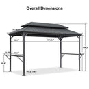 PURPLE LEAF Hardtop Grill Gazebo for Patio Grey Permanent Metal Roof Outside Sun Shade Outdoor BBQ Canopy - Purple Leaf Garden
