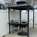 PURPLE LEAF Hardtop Grill Gazebo for Patio Grey Permanent Metal Roof Outside Sun Shade Outdoor BBQ Canopy - Purple Leaf Garden