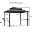PURPLE LEAF Hardtop Grill Gazebo for Patio Grey Permanent Metal Roof Outside Sun Shade Outdoor BBQ Canopy - Purple Leaf Garden