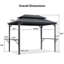 PURPLE LEAF Hardtop Grill Gazebo for Patio Grey Permanent Metal Roof Outside Sun Shade Outdoor BBQ Canopy - Purple Leaf Garden