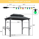 PURPLE LEAF Hardtop Grill Gazebo for Patio Grey Permanent Metal Roof Outside Sun Shade Outdoor BBQ Canopy with String Lights