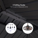 PURPLE LEAF Hardtop Grill Gazebo for Patio Grey Permanent Metal Roof Outside Sun Shade Outdoor BBQ Canopy with String Lights