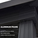 PURPLE LEAF Hardtop Grill Gazebo for Patio Grey Permanent Metal Roof Outside Sun Shade Outdoor BBQ Canopy with String Lights