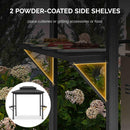 Hardtop grill gazebo with two powder-coated side shelves for grilling accessories and food, patio shade solutions.