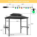 PURPLE LEAF Hardtop Grill Gazebo for Patio Grey Permanent Metal Roof Outside Sun Shade Outdoor BBQ Canopy with String Lights