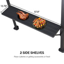 PURPLE LEAF Hardtop Grill Gazebo for Patio Grey Permanent Metal Roof Outside Sun Shade Outdoor BBQ Canopy with String Lights