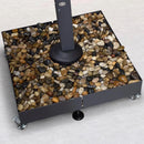 PURPLE LEAF patio umbrella base with wheels filled with decorative pebbles, steel frame, 1100 lbs capacity