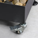 PURPLE LEAF patio umbrella base with wheels detail: steel frame with pebbles, wheel with brake