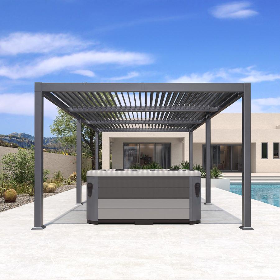 PURPLE LEAF Louvered Pergola 11.4' x 20.4' Outdoor Aluminum Pergola wi