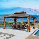 PURPLE LEAF Outdoor Hardtop Gazebo For Garden Bronze Double Roof Aluminum Frame Pavilion - Purple Leaf Garden