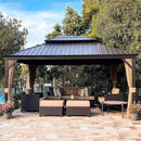PURPLE LEAF Outdoor Hardtop Gazebo For Garden Bronze Double Roof Aluminum Frame Pavilion - Purple Leaf Garden