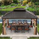PURPLE LEAF Outdoor Hardtop Gazebo For Garden Bronze Double Roof Aluminum Frame Pavilion - Purple Leaf Garden