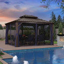 PURPLE LEAF Outdoor Hardtop Gazebo For Garden Bronze Double Roof Aluminum Frame Pavilion - Purple Leaf Garden