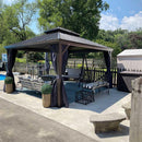 PURPLE LEAF Outdoor Hardtop Gazebo for Garden Bronze Double Roof Aluminum Frame Pavilion - Purple Leaf Garden