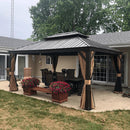 PURPLE LEAF Outdoor Hardtop Gazebo for Garden Bronze Double Roof Aluminum Frame Pavilion - Purple Leaf Garden