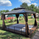 PURPLE LEAF Outdoor Hardtop Gazebo for Garden Bronze Double Roof Aluminum Frame Pavilion - Purple Leaf Garden