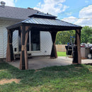 PURPLE LEAF Outdoor Hardtop Gazebo for Garden Bronze Double Roof Aluminum Frame Pavilion - Purple Leaf Garden