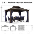 PURPLE LEAF Outdoor Hardtop Gazebo for Garden Bronze Double Roof Aluminum Frame Pavilion - Purple Leaf Garden