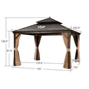 PURPLE LEAF Outdoor Hardtop Gazebo for Garden Bronze Double Roof Aluminum Frame Pavilion - Purple Leaf Garden