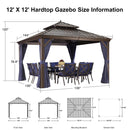 PURPLE LEAF Outdoor Hardtop Gazebo for Garden Bronze Double Roof Aluminum Frame Pavilion - Purple Leaf Garden