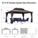 PURPLE LEAF Outdoor Hardtop Gazebo for Garden Bronze Double Roof Aluminum Frame Pavilion - Purple Leaf Garden