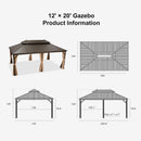 PURPLE LEAF Outdoor Hardtop Gazebo for Garden Bronze Double Roof Aluminum Frame Pavilion - Purple Leaf Garden