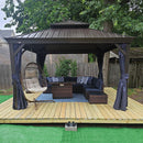 PURPLE LEAF Outdoor Hardtop Gazebo for Garden Bronze Double Roof Aluminum Frame Pavilion - Purple Leaf Garden