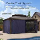 PURPLE LEAF Outdoor Hardtop Gazebo For Patio Bronze Aluminum Frame Pavilion With Navy-Blue Curtain - Purple Leaf Garden