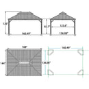 PURPLE LEAF Outdoor Hardtop Gazebo For Patio Bronze Aluminum Frame Pavilion With Navy-Blue Curtain - Purple Leaf Garden