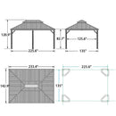 PURPLE LEAF Outdoor Hardtop Gazebo For Patio Bronze Aluminum Frame Pavilion With Navy-Blue Curtain - Purple Leaf Garden