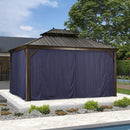 PURPLE LEAF Outdoor Hardtop Gazebo For Patio Bronze Aluminum Frame Pavilion With Navy-Blue Curtain - Purple Leaf Garden