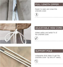 Beige cantilever umbrella cover with zipper, cord, and pole for easy use and UV protection.