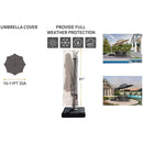 Beige cantilever patio umbrella cover. Provides full weather protection for outdoor shade.